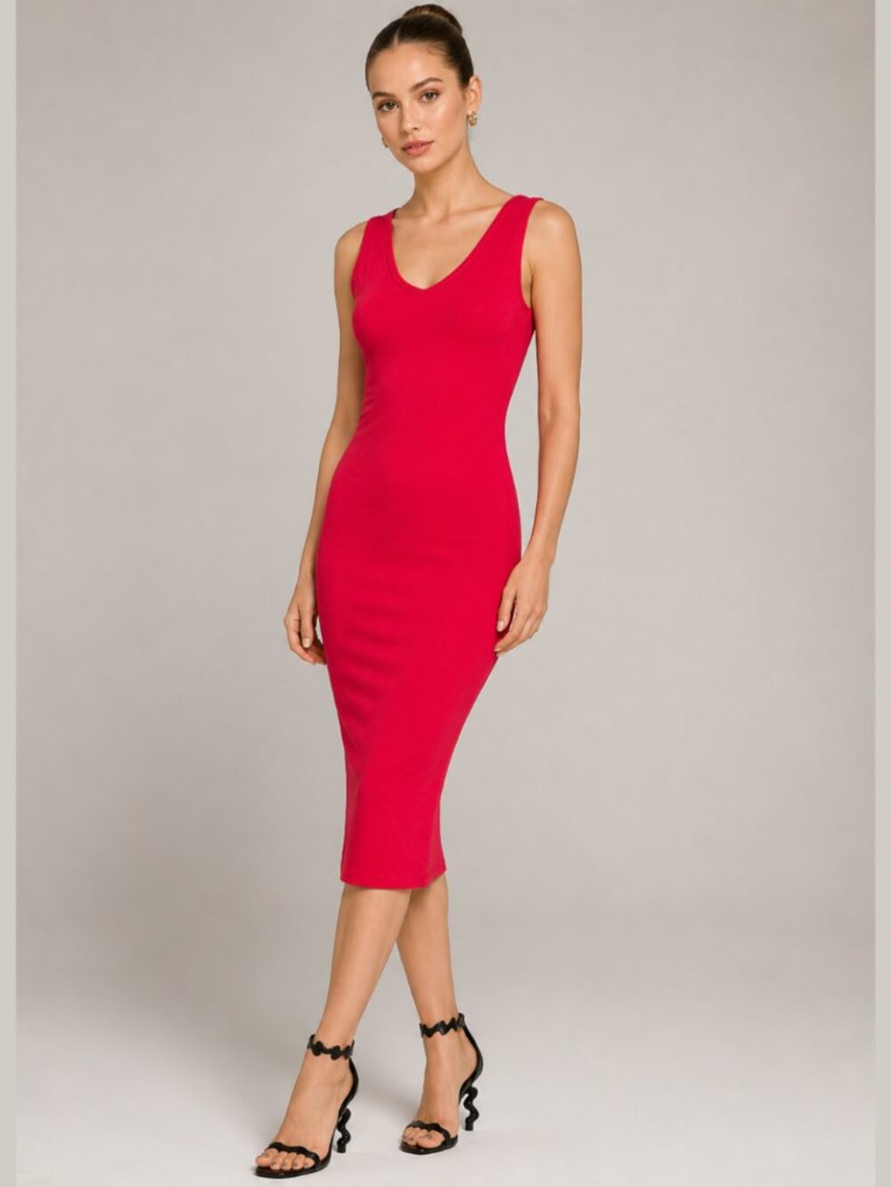 NWT Zenana Red Bodycon Midi Dress S-L